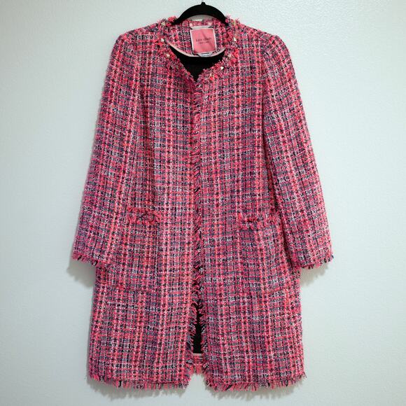 Kate Spade Multi Tweed Coat Hibiscus Tea Gold Studded Boucle SZ 4 NWT - Picture 2 of 9
